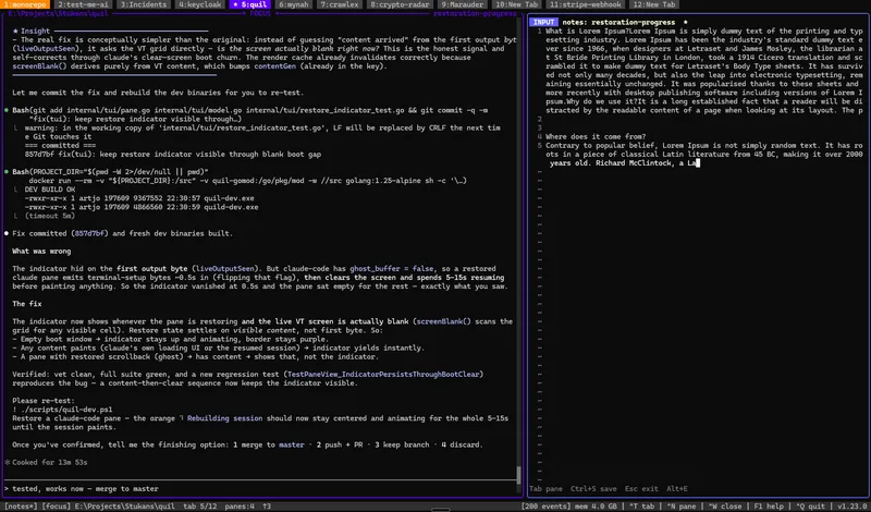 Pane notes — Quil screenshot